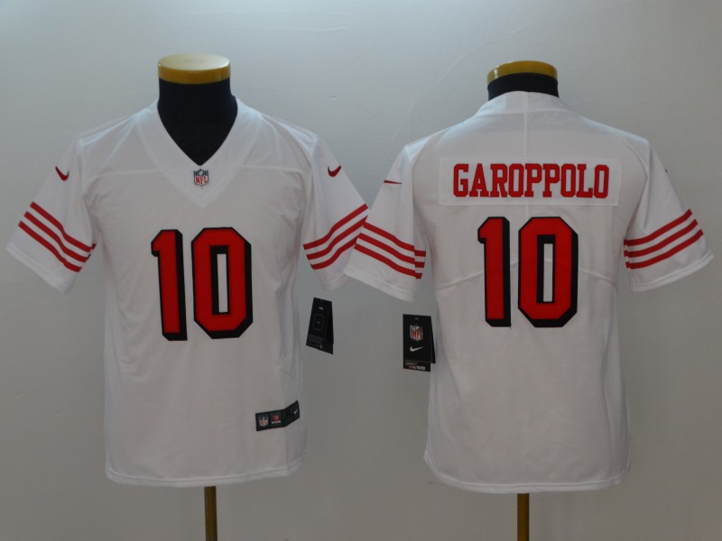 Youth San Francisco 49ers 10 Garoppolo White Color Rush Nike Vapor Untouchable Limited Playe NFL Jerseys